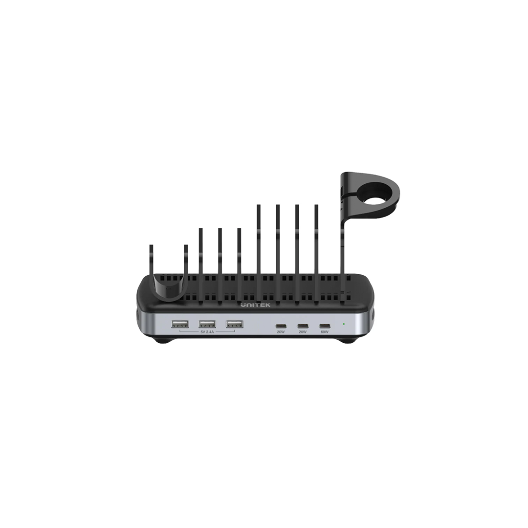 Unitek USB C Charging Station for Multiple Devices Apple, 120W 6 Port Charging Dock with Type-C PD 20W & PD 60W, Fast Charging Stand with Smartwatch & Airpods Holder for iPhone, iPad, Tablet, MacBook in Qatar Unitek USB C Charging Station for Multiple Devices Apple, 120W 6 Port Charging Dock with Type-C PD 20W & PD 60W, Fast Charging Stand with Smartwatch & Airpods Holder for iPhone, iPad, Tablet, MacBook in Qatar